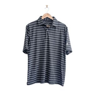 Greg Norman Mens Athletic Polo Shirt Stripes Collared Short Sleeve Black Medium